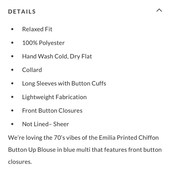 VICI EMILIA PRINTED CHIFFON BUTTON UP BLOUSE size Small - Picture 7 of 12